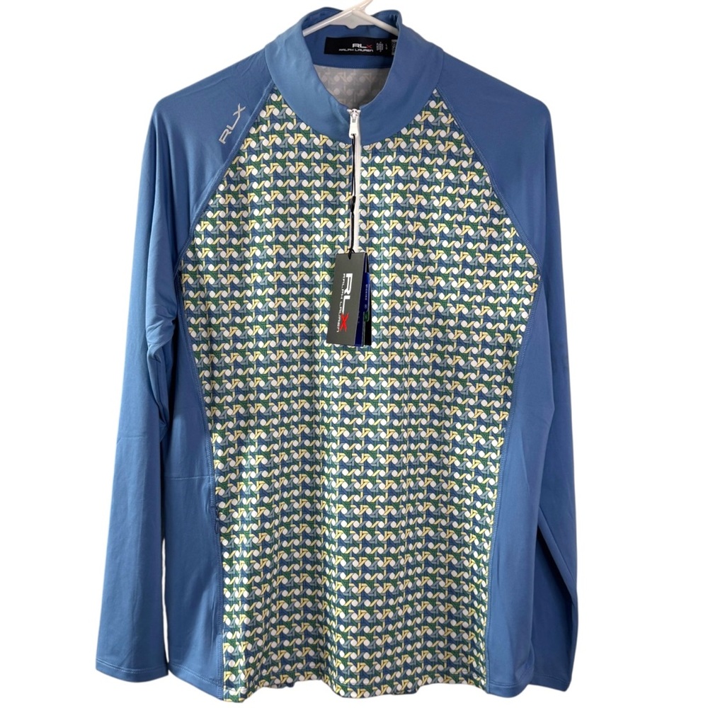 RLX Ralph Lauren Women's Lightweight printed Airflow 1/4 Zip Midlayer Top Golf - Picture 3 of 16